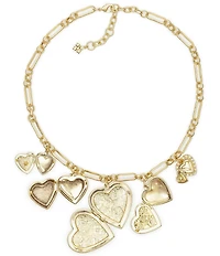 Patricia Nash Five Heart Lockets Charm Statement Necklace