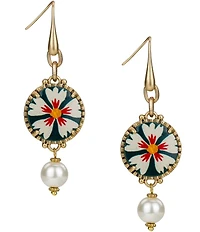 Patricia Nash Floral Pearl Drop French Wire Earrings