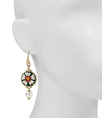Patricia Nash Floral Pearl Drop French Wire Earrings