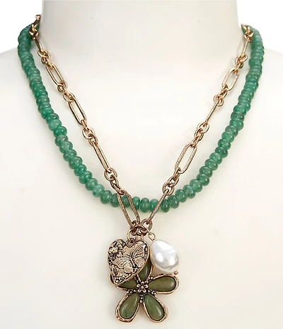 Patricia Nash Flower Charm Short Multi-Strand Necklace