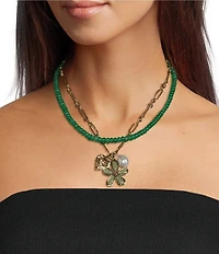 Patricia Nash Flower Charm Short Multi-Strand Necklace