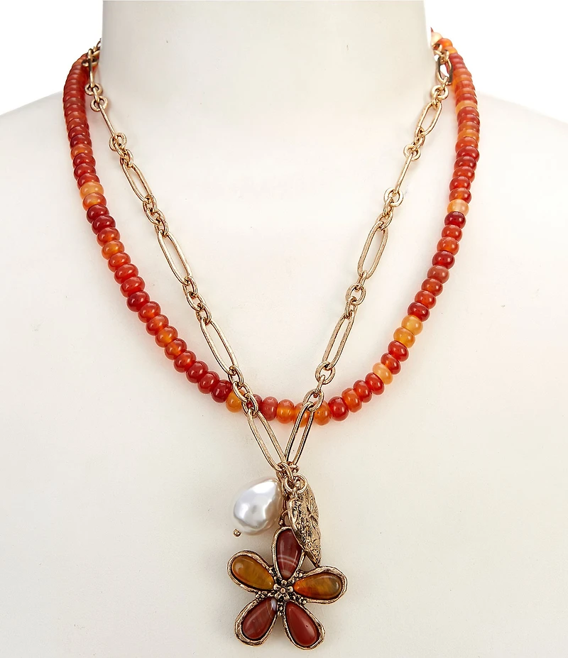 Patricia Nash Flower Charm Short Multi-Strand Necklace