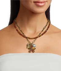 Patricia Nash Flower Charm Short Multi-Strand Necklace