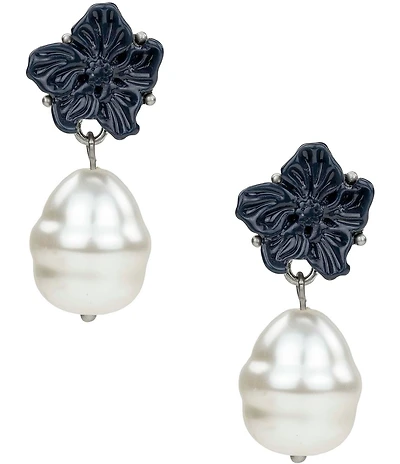 Patricia Nash Flower Pearl Drop Earrings