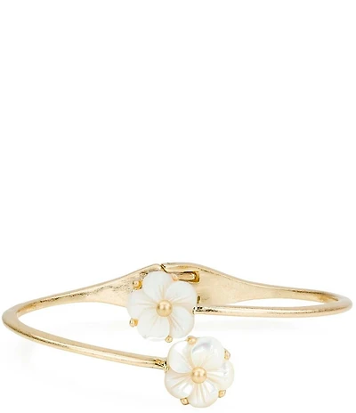 Patricia Nash Gold Tone Open Resort Mother of Pearl Cuff Bracelet
