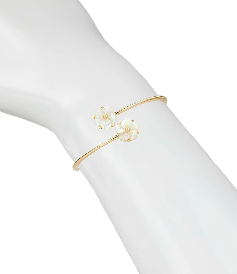 Patricia Nash Gold Tone Open Resort Mother of Pearl Cuff Bracelet