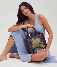 Patricia Nash Curry Greek Map Print Tote Bag