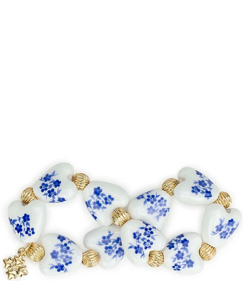 Patricia Nash Heart Chinoiserie Bead Stretch Bracelet