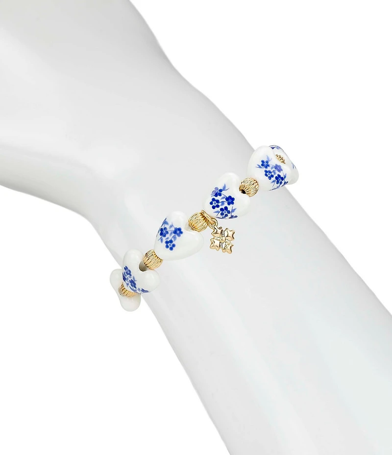 Patricia Nash Heart Chinoiserie Bead Stretch Bracelet