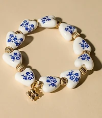 Patricia Nash Heart Chinoiserie Bead Stretch Bracelet