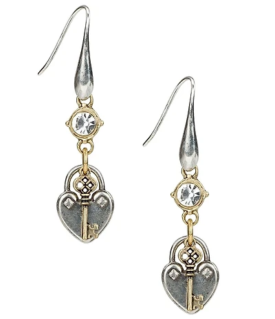 Patricia Nash Heart Key Drop Earrings