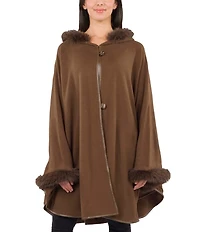 Patricia Nash Hooded Cape with Faux Fur