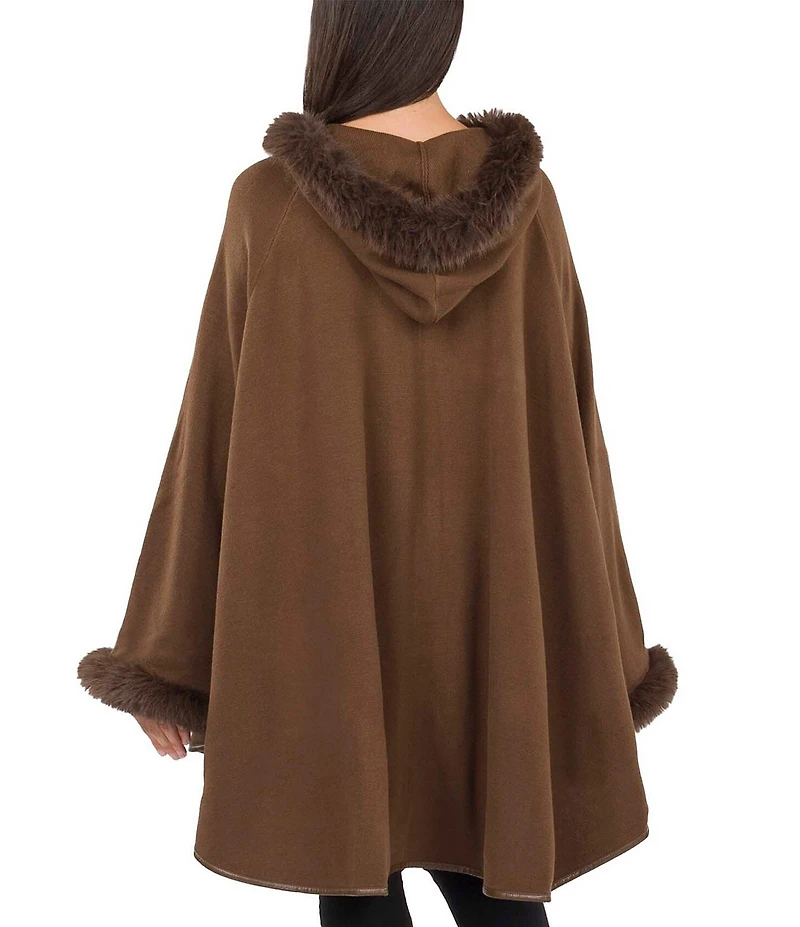 Patricia Nash Hooded Cape with Faux Fur