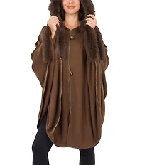 Patricia Nash Hooded Cape with Faux Fur