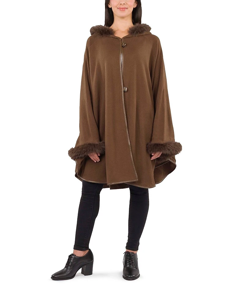 Patricia Nash Hooded Cape with Faux Fur