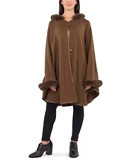Patricia Nash Hooded Cape with Faux Fur