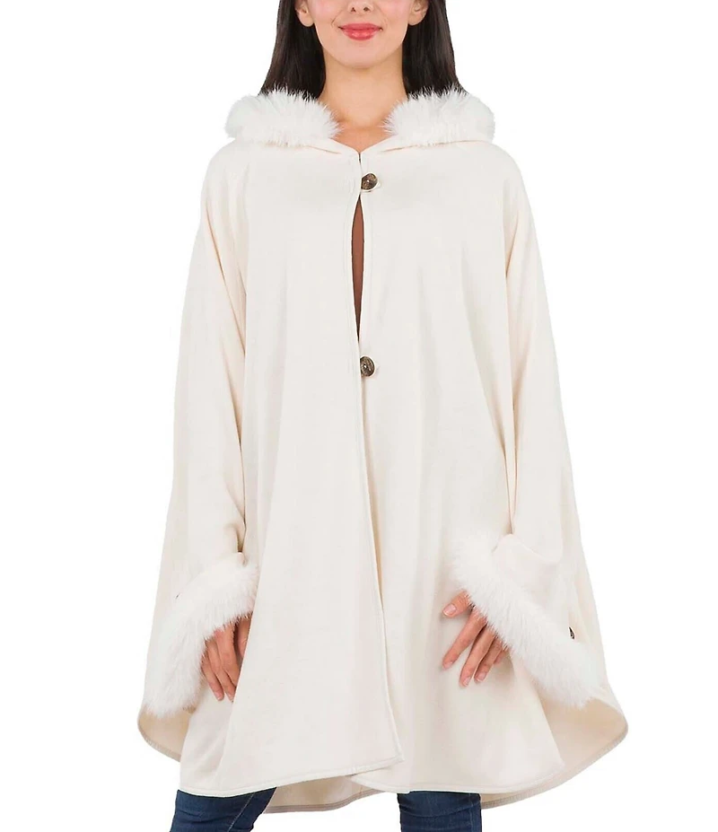 Patricia Nash Hooded Cape with Faux Fur