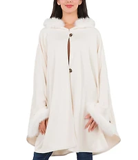 Patricia Nash Hooded Cape with Faux Fur