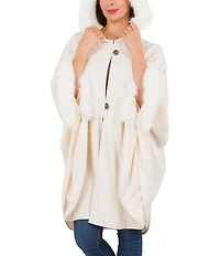 Patricia Nash Hooded Cape with Faux Fur