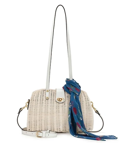 Patricia Nash Isere Wicker Rattan Satchel Bag With Scarf