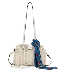 Patricia Nash Isere Wicker Rattan Satchel Bag With Scarf