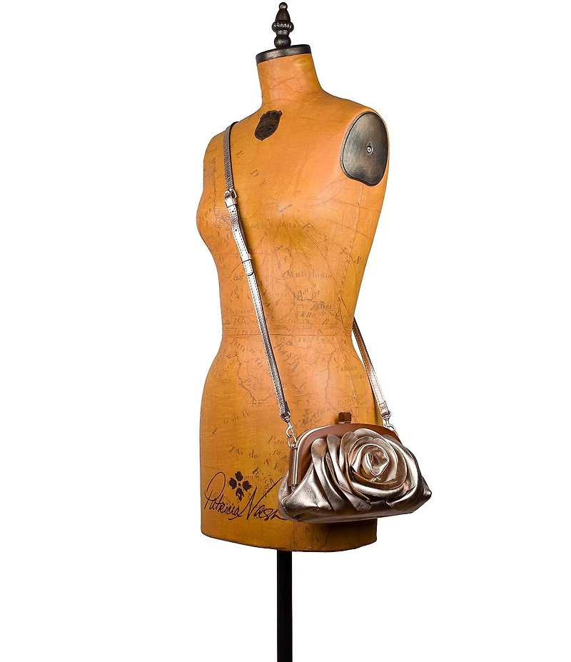 Patricia Nash Joelle Wooden Frame Rose Clutch Crossbody Bag