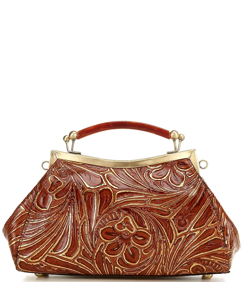 Patricia Nash Kelmscott Metallic Embossed Leaf Top Handle Convertible Bag