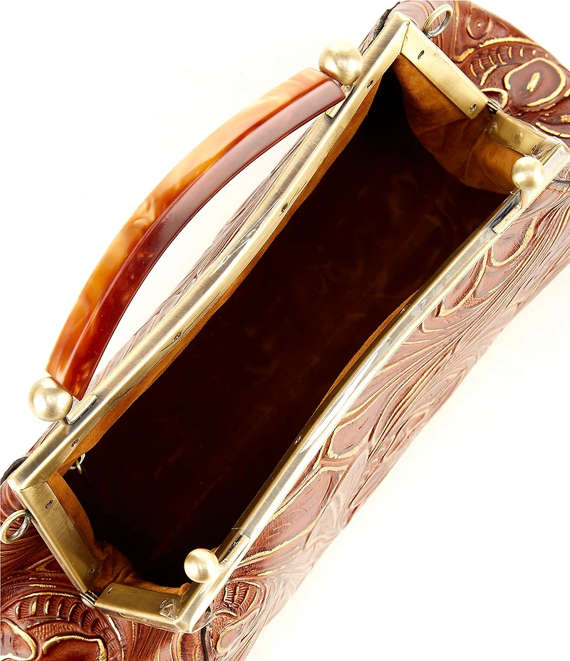 Patricia Nash Kelmscott Metallic Embossed Leaf Top Handle Convertible Bag