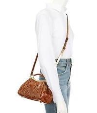 Patricia Nash Kelmscott Metallic Embossed Leaf Top Handle Convertible Bag