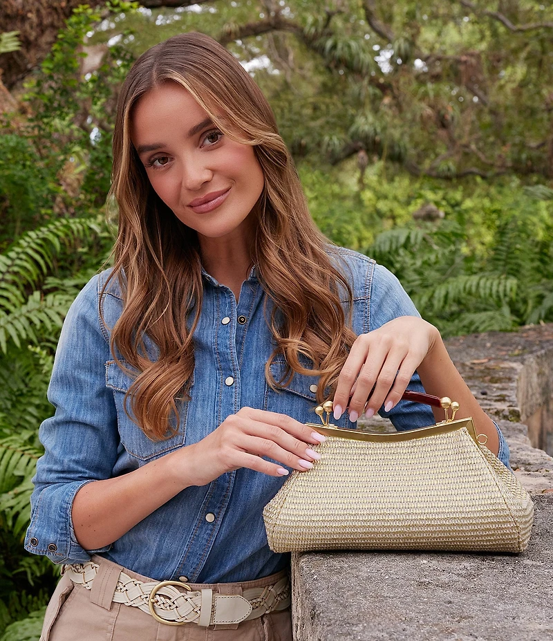 Patricia Nash Kelmscott Metallic Fabric Frame Satchel Bag