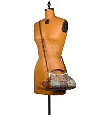 Patricia Nash Kelmscott Nordic Floral Patchwork Top Handle Frame Satchel Bag
