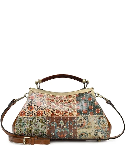 Patricia Nash Kelmscott Nordic Floral Patchwork Top Handle Satchel Bag