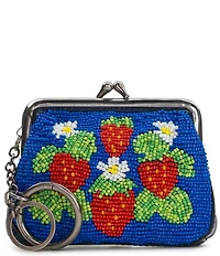 Patricia Nash Borse Strawberry Beaded Coin Purse Keychain