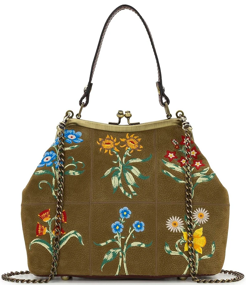 Patricia Nash Laureana Floral Leather Kisslock Frame Crossbody Bag
