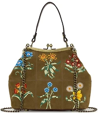 Patricia Nash Laureana Floral Leather Kisslock Frame Crossbody Bag