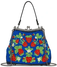 Patricia Nash Laureana Frame Strawberry Fruit Beaded Satchel Bag