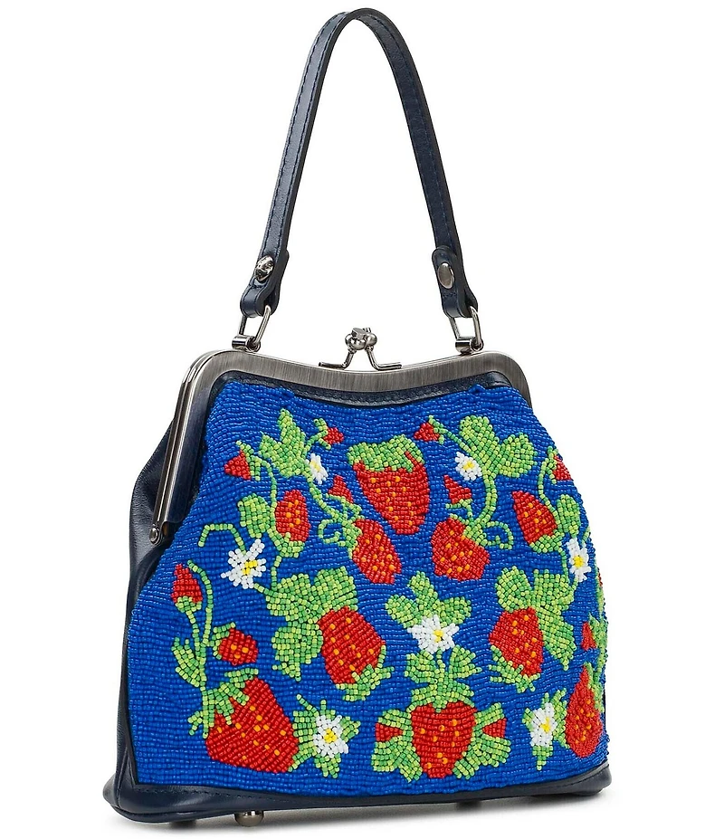 Patricia Nash Laureana Frame Strawberry Fruit Beaded Satchel Bag