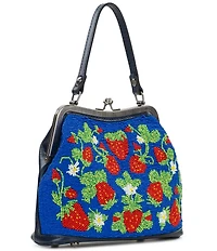 Patricia Nash Laureana Frame Strawberry Fruit Beaded Satchel Bag