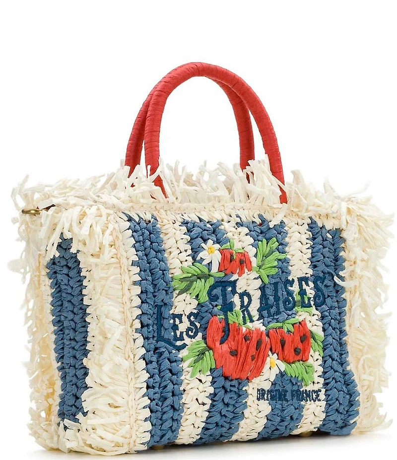 Patricia Nash Les Fraises Resort Small Straw Top Handle Tote Bag