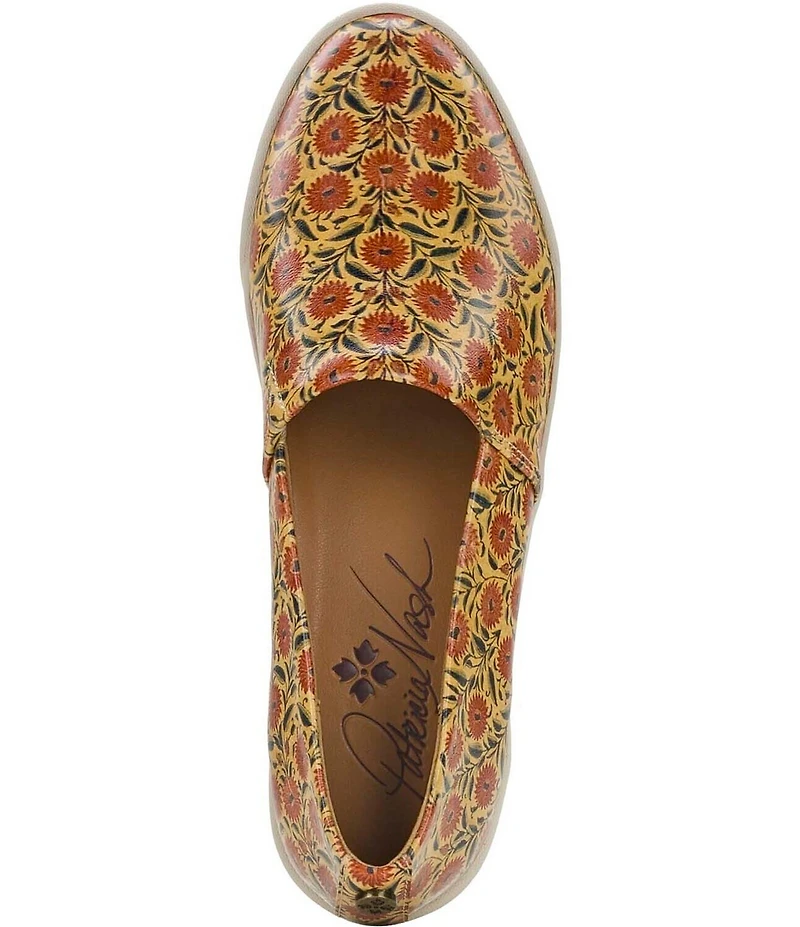 Patricia Nash Lola Floral Print Leather Slip On Sneakers