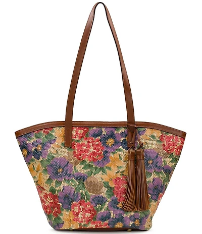 Patricia Nash Marconia Raffia Floral Tassel Tote Bag
