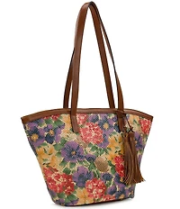 Patricia Nash Marconia Raffia Floral Tassel Tote Bag
