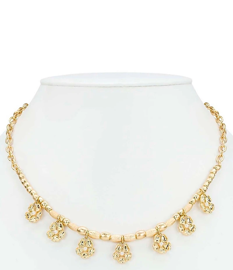 Patricia Nash Metal Flower Beaded Resort Collar Necklace