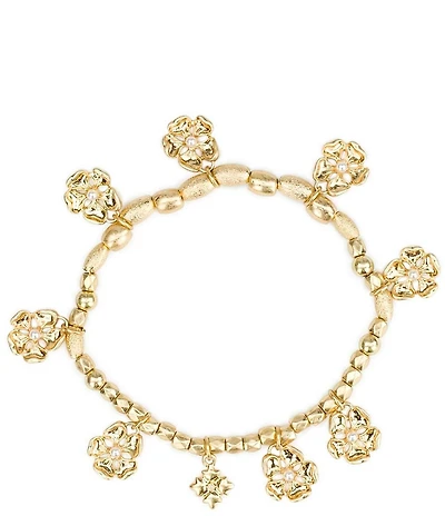 Patricia Nash Metal Flower Beaded Resort Stretch Charm Bracelet
