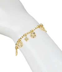 Patricia Nash Metal Flower Beaded Resort Stretch Charm Bracelet