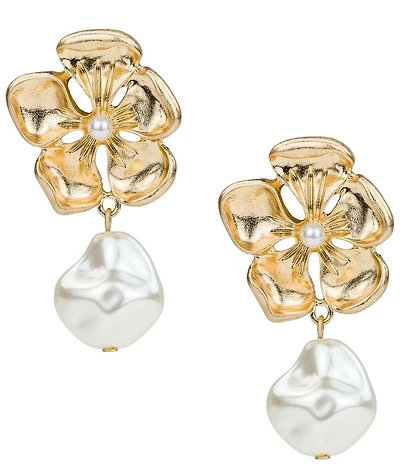 Patricia Nash Metal Plated Pearl Resort Drop Earrings