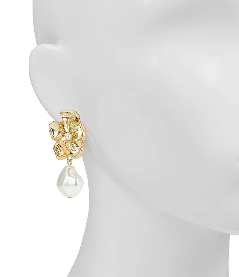Patricia Nash Metal Plated Pearl Resort Drop Earrings
