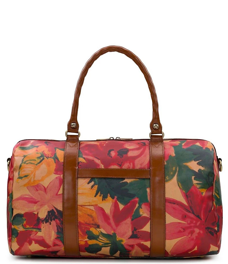 Patricia Nash Milano Spring Multi Weekender Patina Coated Linen Canvas Duffel Bag