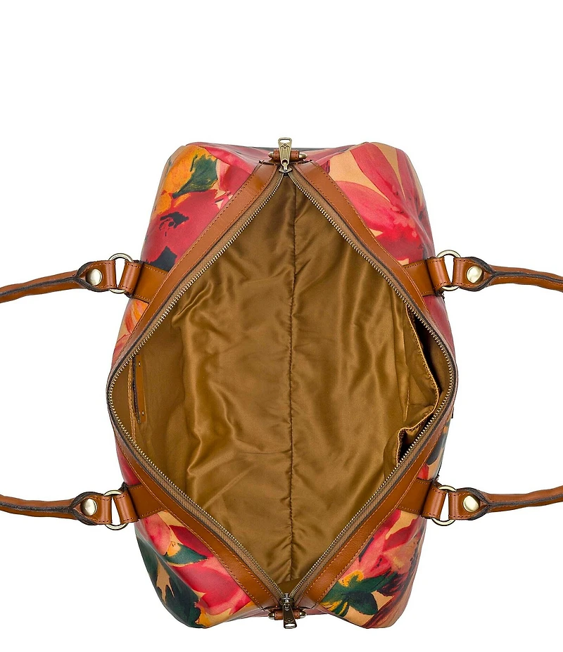 Patricia Nash Milano Spring Multi Weekender Patina Coated Linen Canvas Duffel Bag