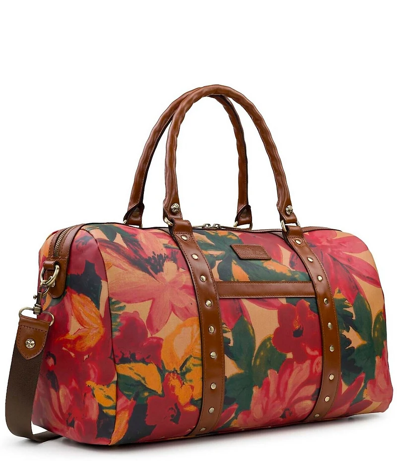 Patricia Nash Milano Spring Multi Weekender Patina Coated Linen Canvas Duffel Bag
